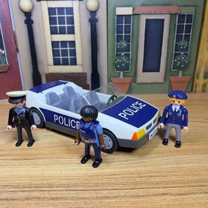 Vintage 1997 Playmobil Police Car Vehicle 90's Toy with 3 Police Figures